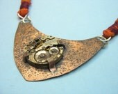 An Ancient Crescent: hammered steampunk pendant