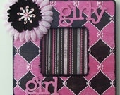 Girly Girl Pink & Black Harlequin Diamond Altered Picture Photo Wall Art Frame