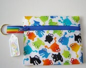 Blue Monster Print Zipper Pouch Coin Bag Purse
