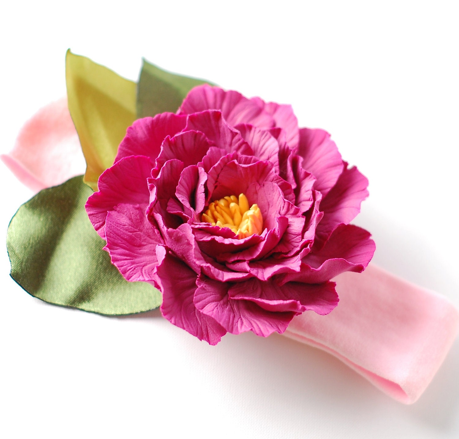 Hot Pink Peony Baby or Child Photo Prop Headband