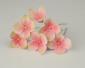 SPECIAL Pink and Green Hydrangea Hairpins