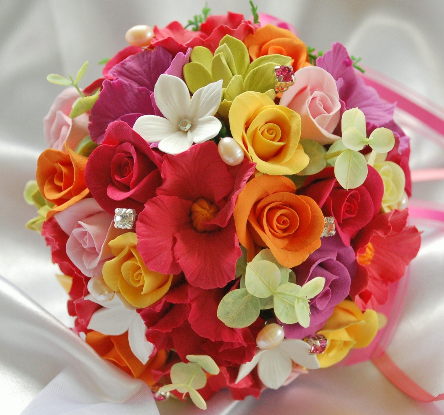 Keepsake Claycraft by DECO Eye Candy Bridal Hand Tied Bouquet of Clematis Roses Hydrangeas Stephanotis