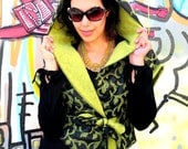 SALE - Japanese Manga styled green wrap hooded vest - 59 instead of 120 dollars