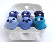 Sale Needle Felted Chick Royal Blue Bird with White Beak 1 supplied