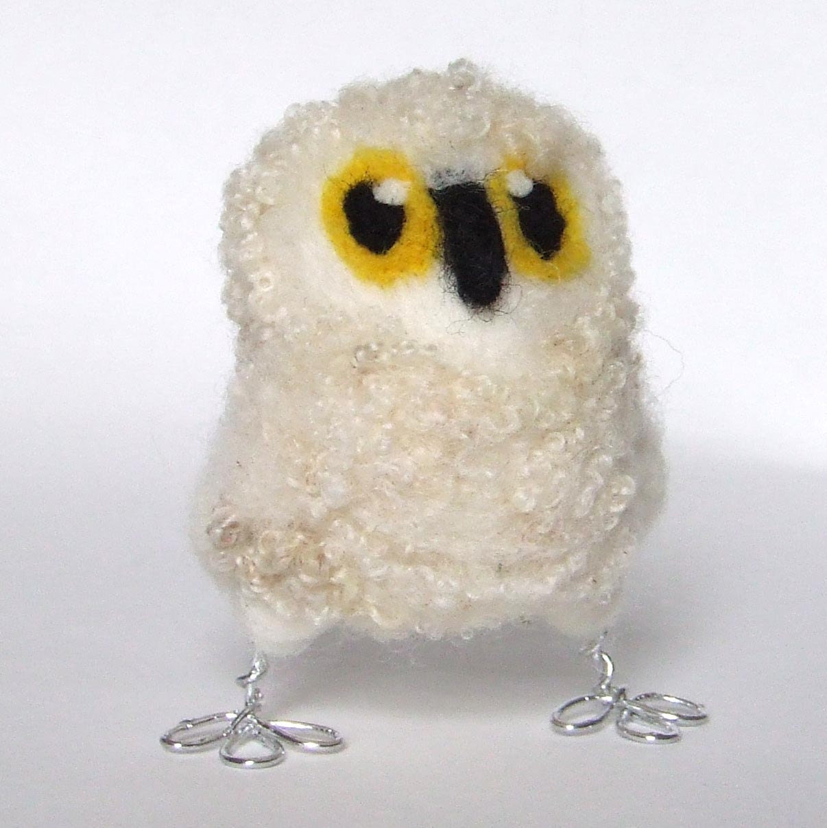 Baby Owl Cute and Fluffy Natural White Needlefelted Owl Baby