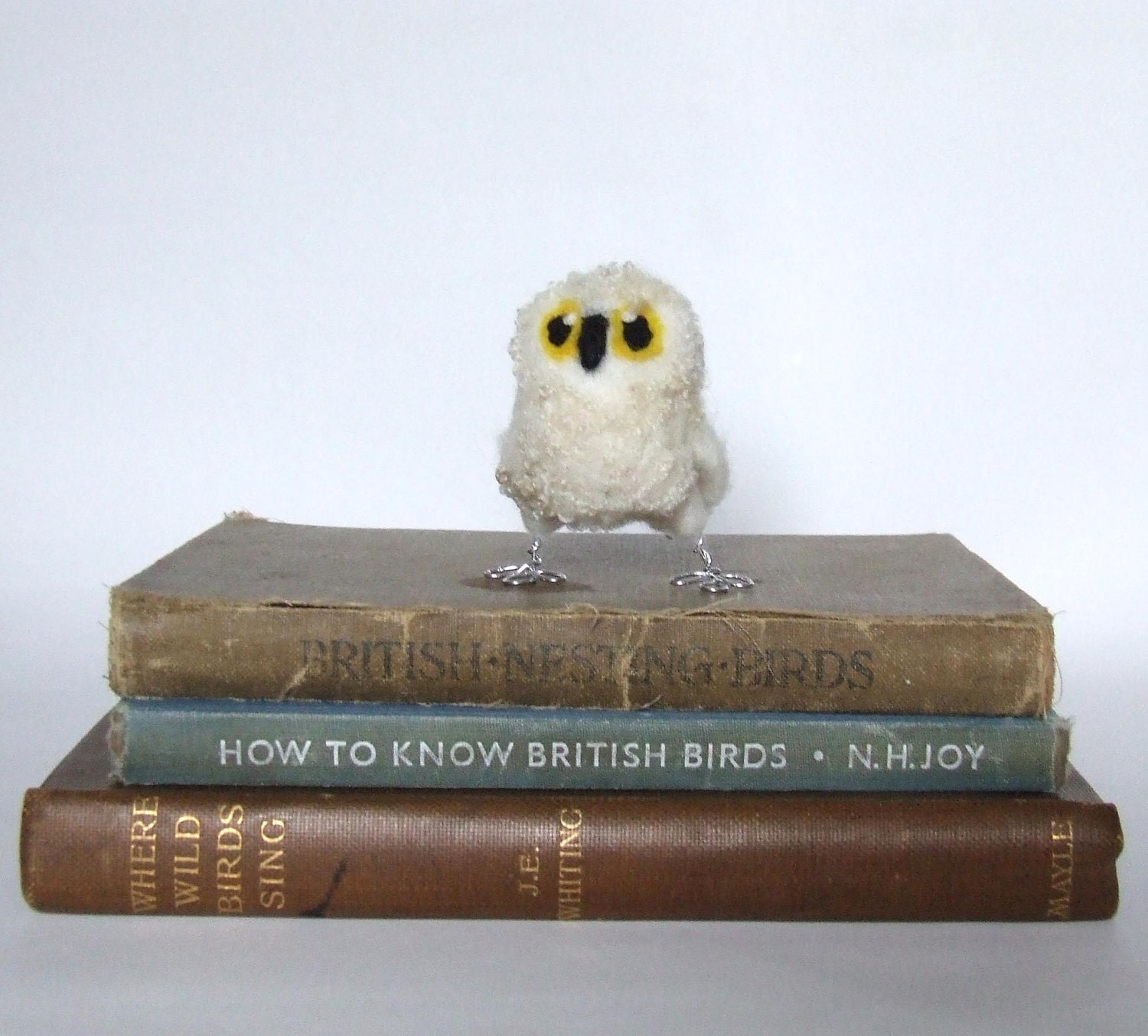 Baby Owl Cute and Fluffy Natural White Needlefelted Owl Baby
