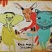 Rock Paper Scissors- mixed media print on wood