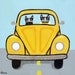 Volkswagen Road Trip Cats Original Folk Art Painting