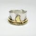 Birds on a Wire Sterling Silver and 14k Gold Spinner Ring with 14k Gold Branch