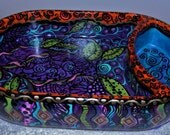 Free Shipping.....Hand painted wood snack bowl