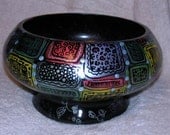 Free Shipping.....Hand painted wood pedestal bowl