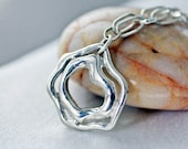 Sterling Silver Organic Pool pendant necklace handmade designer unisex  jewelry