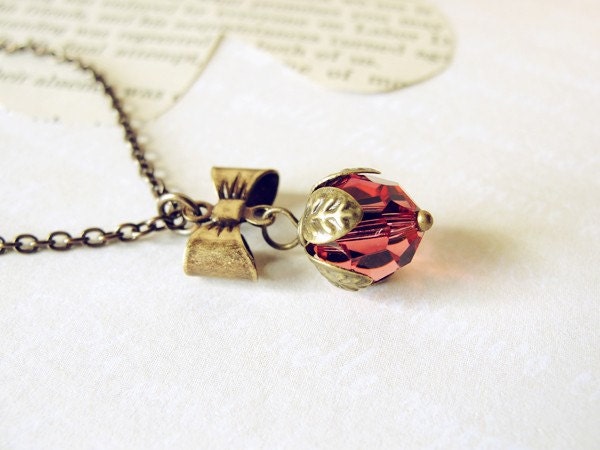 Sweetness. Brass Bow Necklace