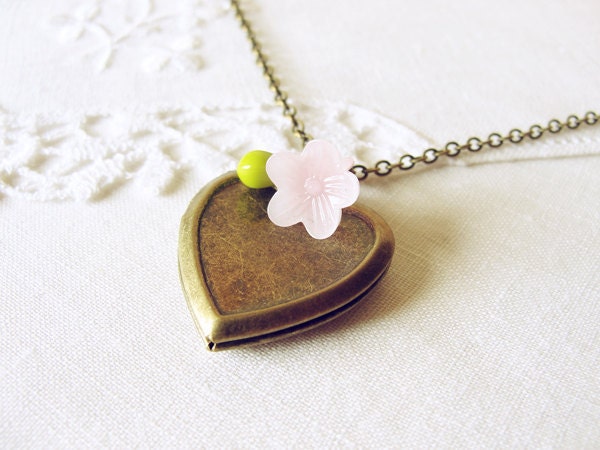 Antiqued Brass Heart Locket.