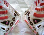 Symmetrical Fused Glass Pink and Brown  Bowl set