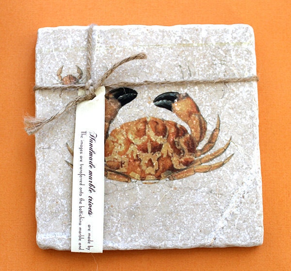 Marble trivet - Vintage crab
