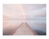 Rainbow photograph - Toronto lakeshore photo, dramatic landscape of double rainbow, inspirational art - Lake Ontario 3 8x10