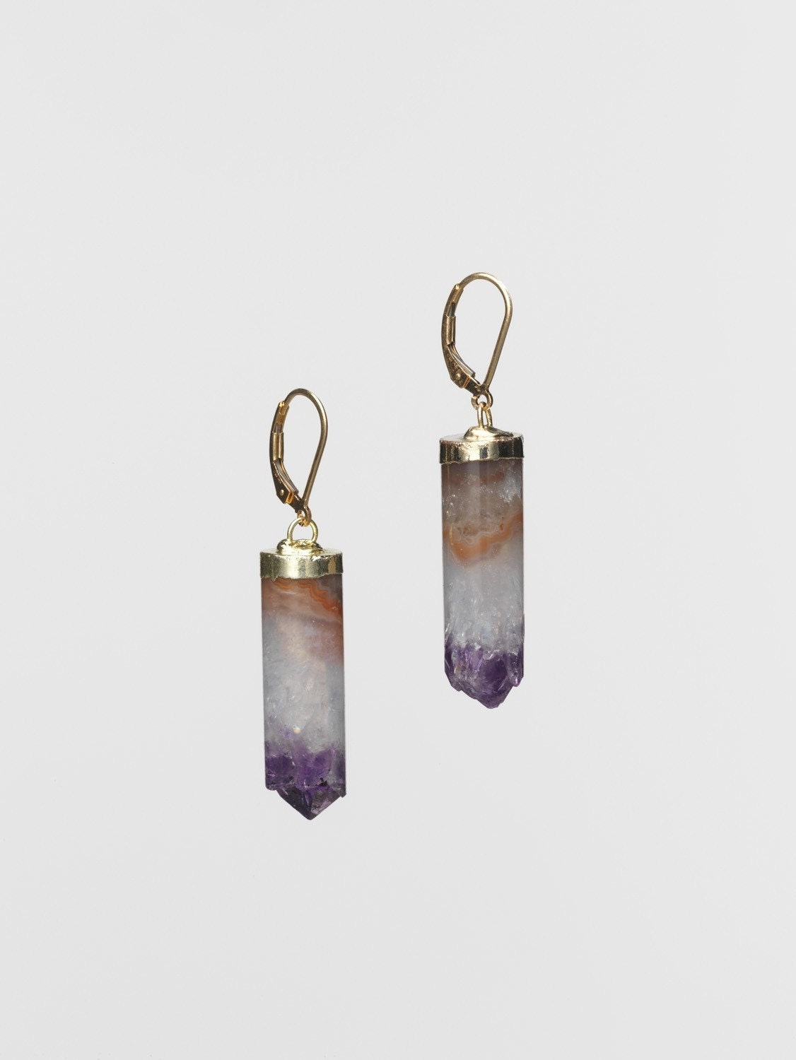 Gold-dipped amethyst drusy earrings