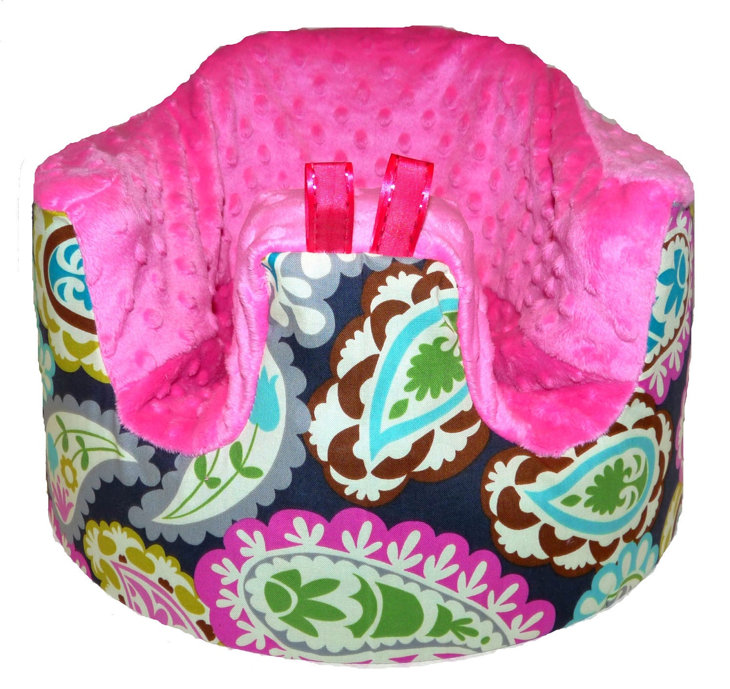 Home of the Orignial Bumbo Seat COVER in Perfectly Paisley with Pink Minky Upgrade