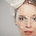 Wedding Accessory Bridal Ivory Headpiece Feather Fascinator Head Piece Asymmetric Half Veil with Spots Romantic Elegant Small Hat