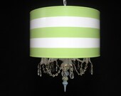 Drum Pendant Chandelier Green Stripes