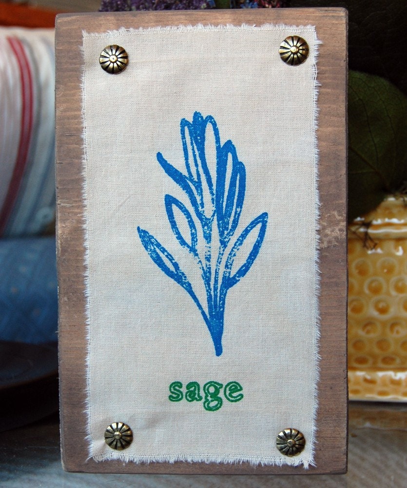 CLEARANCE Sage Fabric and Wood Decorating Sign Scarborough Fair