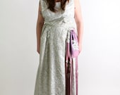 1950s Prom Dress - Silver Metallic Handmade Vintage Beauty Queen Gown - XL Prom Queen