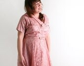 Vintage 1950s Lace Dress - Rite Fit Mauve Light Pink Floral Day Dress