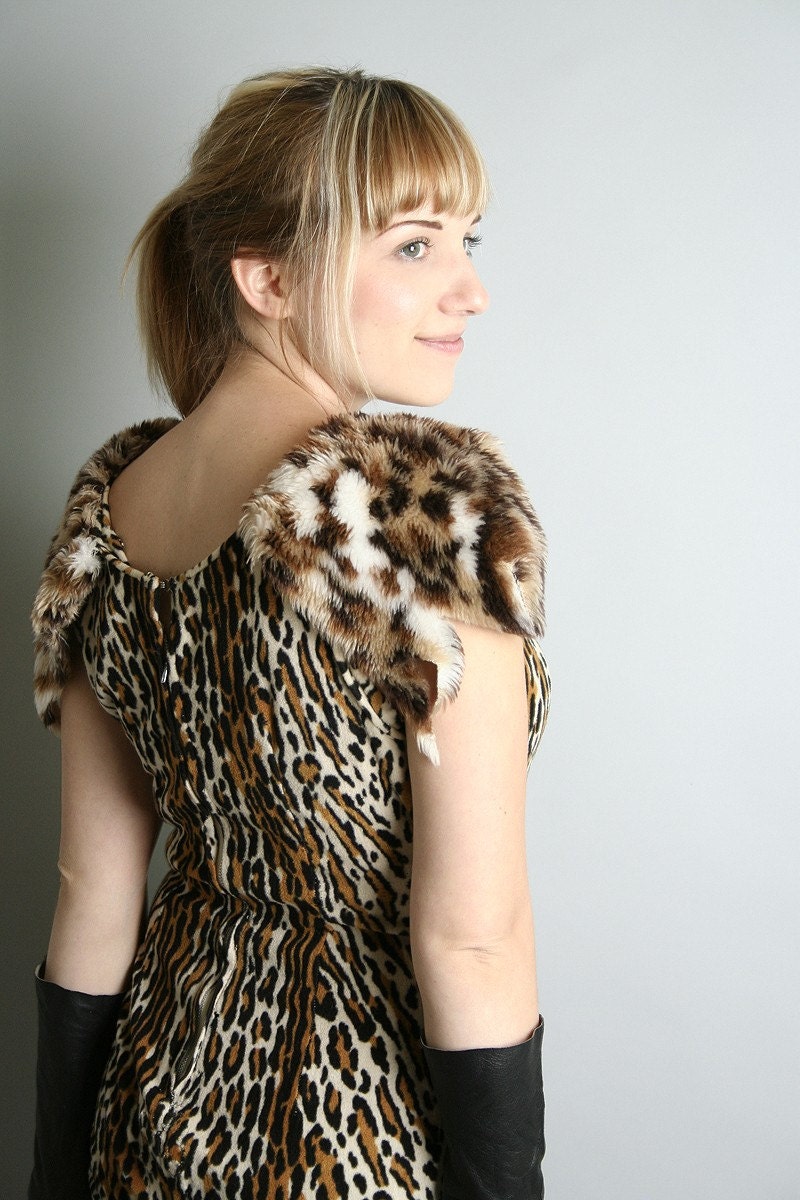 Vintage Leopard Bettie Page Pin-Up Cat Suit Costume Leotard