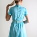 Vintage 1970s Mini Dress - Pastel Aquamarine with Doily Applique Waistline - Medium Spring Summer Fashion