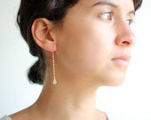 Moonstone Teardrop Minimalist Gold Earrings - 14K Gold Filled Chain
