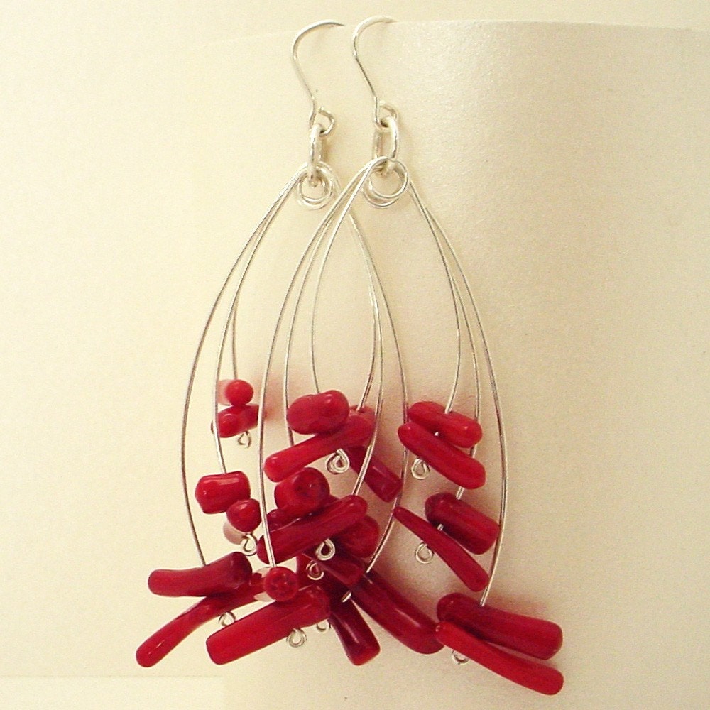 Red Coral Fireworks Earrings - merrittgade Red Coral Fireworks Earrings - merrittgade