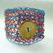Striped Wire Cuff with Brass Button