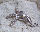 Vintage Rhinestone & Rhodium Necklace Pendant ... SALE