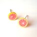 Grapefruit Earring Studs - Pastel Jewelry - Fruit Earring Posts - Pink Yellow Earrings - Fruit Jewelry
