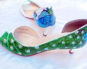 Bridal shoes Wedding peacock painting as seen on GLAMOUR