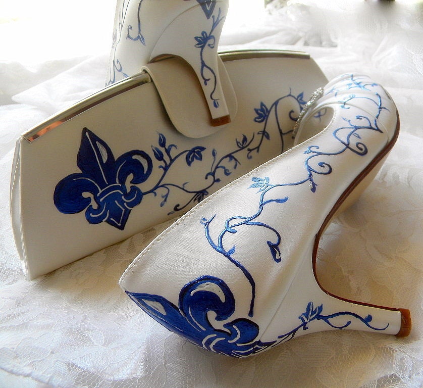 Wedding Shoes and Bag, Fleur de lis Bridal set