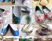 Wedding Colored flats,Bridesmaids, bridal shoes, painted designs