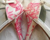 Wedding Shoes Toile de Jouy  jeweled t-strap peep toes