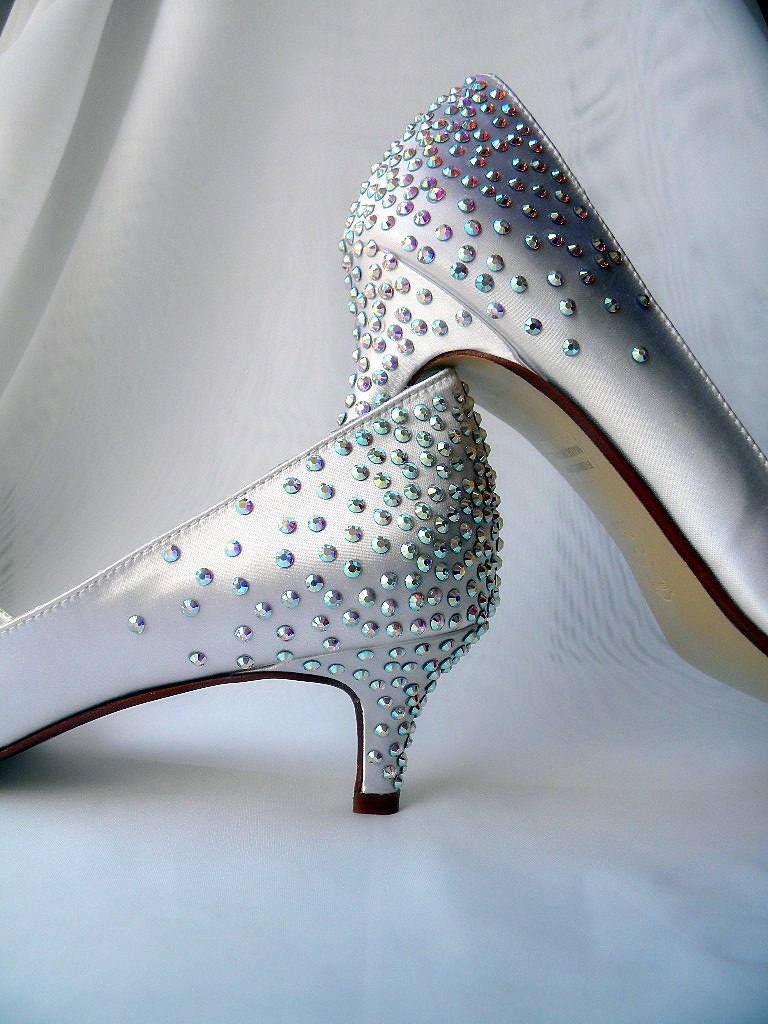 Wedding Shoes ivory peep toes Sale 300 swarovski crystals