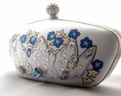 Bridal Clutch bag silver crown vegan purse