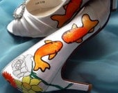 Wedding Shoes gold fish gerbera daisy daffodil roses Marine