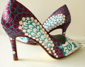 Wedding Shoes burgundy owls and pearls