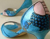 Wedding  Shoes Winter Peacock teal STARRY NIGHT only paint, no dye