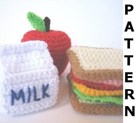 Play Food Crochet Pattern - Lunch Play Set - finished items made from pattern may be sold
