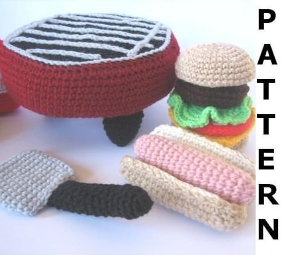 BBQ Play Food Crochet Pattern - finished items made from pattern may be sold