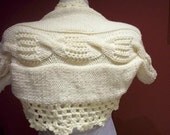 Hand knitted IVORY  Shrug-plait style.Ready to ship.