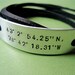 Custom handstamped Latitude Longitude, Coordinates - Personalized Wrapped Bracelet - Leather cord of your choice