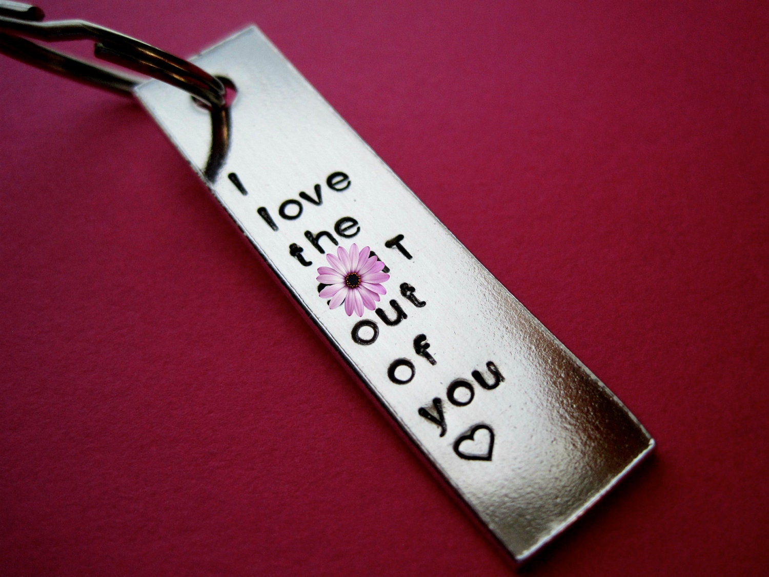 Hand stamped keychain - I love the s--t out of you - Mature