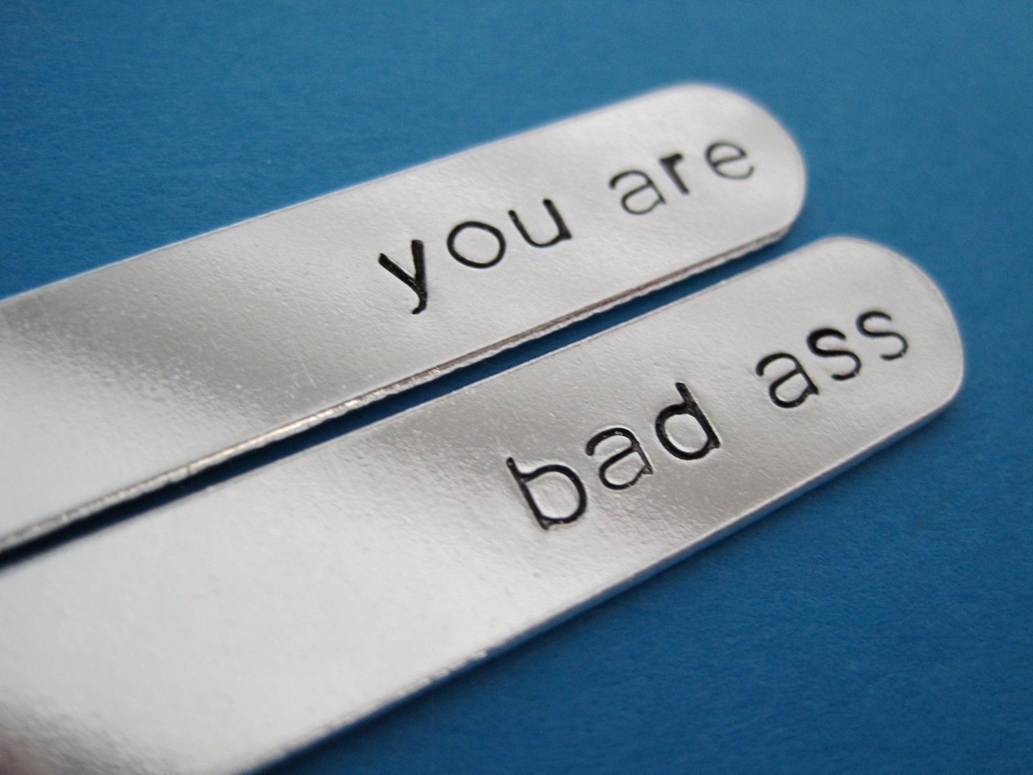 Collar Stays - you are bad ass - Custom Hand stamped Collar Stays